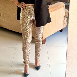 Rose Gold Sequin Women's Leggings